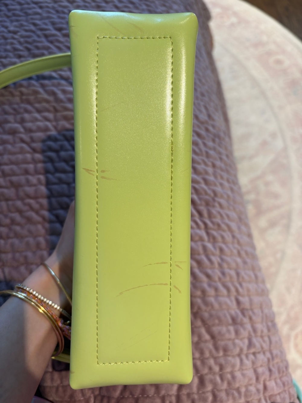 Neon Yellow Shoulder Bag with Gold Hardware - Picture 6 of 6